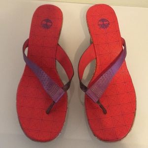 Great Timberland Red/Pur/Bn Leather Sandals